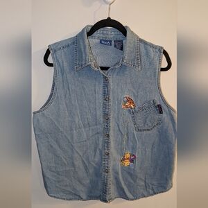 Vintage Winnie The Pooh Denim Shirt Size XL